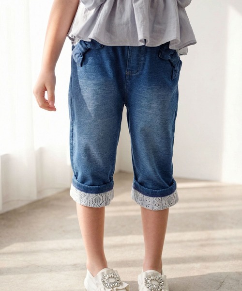 Rora(ローラ)の「ラピス ロールアップ ハーフパンツ(デニムパンツ・キッズ・ブルー・150cm/140cm/130cm/120cm/110cm)」の13枚目の写真