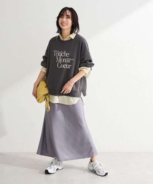 Green　Parks（グリーンパークス）の「オーバーサイズロゴ裏毛プルオーバー（スウェット・レディース・ホワイト系その他2/チャコールグレー/杢グレー・FREE）」の13枚目の写真