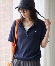 【KANGOL/カンゴール】別注 ワッフル ロゴ刺繍 配色 ヘンリーネック Tシャツ