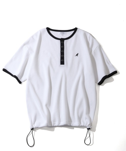 KANGOL（カンゴール）の「【KANGOL/カンゴール】別注 ワッフル ロゴ刺繍 配色 ヘンリーネック  Tシャツ（Tシャツ/カットソー・メンズ・カーキ/ブラック/チャコールグレー/オフホワイト/アッシュグレー/ネイビー・M/L/XL）」の22枚目の写真