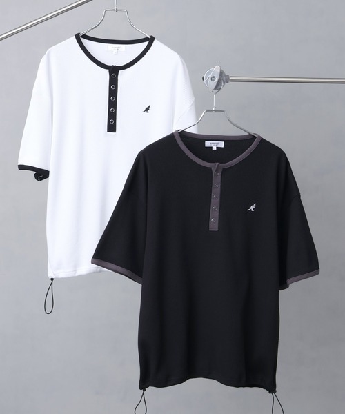 KANGOL（カンゴール）の「【KANGOL/カンゴール】別注 ワッフル ロゴ刺繍 配色 ヘンリーネック  Tシャツ（Tシャツ/カットソー・メンズ・カーキ/ブラック/チャコールグレー/オフホワイト/アッシュグレー/ネイビー・M/L/XL）」の15枚目の写真