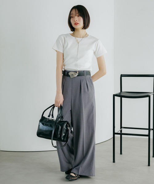 PAGEBOY（ページボーイ）の「ジミレスコンパクトT（Tシャツ/カットソー・レディース・チェリーピンク/ブラック/オフホワイト/グレー/ダークグリーン・SMALL/MEDIUM）」の6枚目の写真