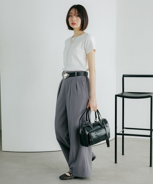 PAGEBOY（ページボーイ）の「ジミレスコンパクトT（Tシャツ/カットソー・レディース・チェリーピンク/ブラック/オフホワイト/グレー/ダークグリーン・SMALL/MEDIUM）」の7枚目の写真