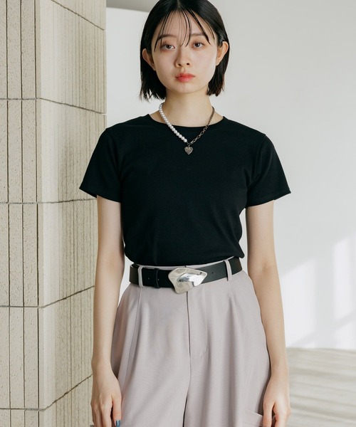 PAGEBOY（ページボーイ）の「ジミレスコンパクトT（Tシャツ/カットソー・レディース・チェリーピンク/ブラック/オフホワイト/グレー/ダークグリーン・SMALL/MEDIUM）」の14枚目の写真