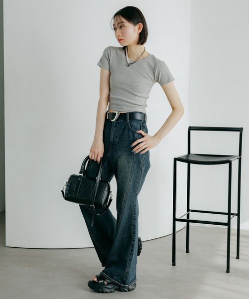 PAGEBOY（ページボーイ）の「ジミレスコンパクトT（Tシャツ/カットソー・レディース・チェリーピンク/ブラック/オフホワイト/グレー/ダークグリーン・SMALL/MEDIUM）」の18枚目の写真