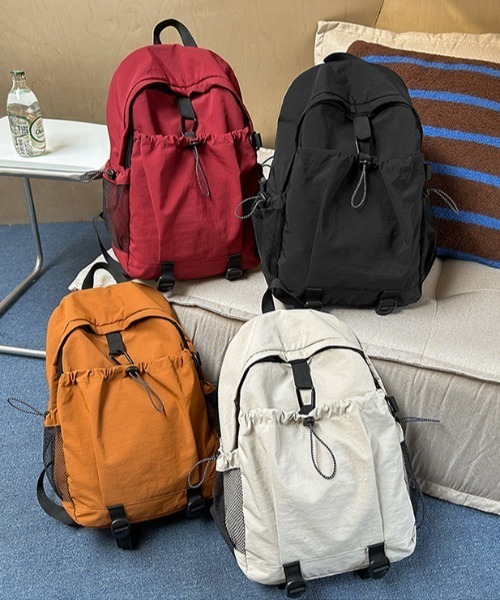 Teem Store(チームストア)の「【A4対応/大容量】【ユニセックス】サイドポケット軽量バックパック(バックパック/リュック・レディース・ホワイト/ワイン/ブラック/オレンジ・F)」の5枚目の写真