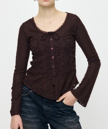 【EC限定カラー:ブラウン】SHIRRING LACE トップス