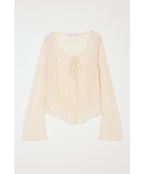 MOUSSY（マウジー）の「【EC限定カラー：ブラウン】SHIRRING LACE トップス（シャツ/ブラウス・レディース・アイボリー/ピンク/ブラウン/ブラック・FREE）」の2枚目の写真