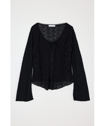 MOUSSY（マウジー）の「【EC限定カラー：ブラウン】SHIRRING LACE トップス（シャツ/ブラウス）」