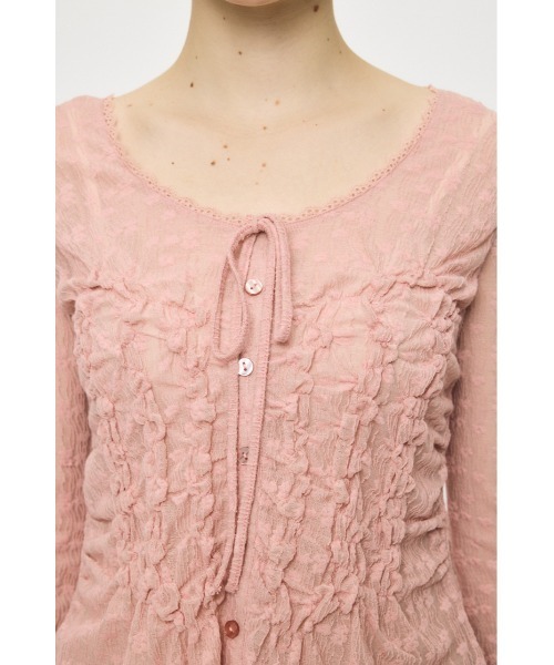 MOUSSY（マウジー）の「【EC限定カラー：ブラウン】SHIRRING LACE トップス（シャツ/ブラウス・レディース・アイボリー/ピンク/ブラウン/ブラック・FREE）」の13枚目の写真