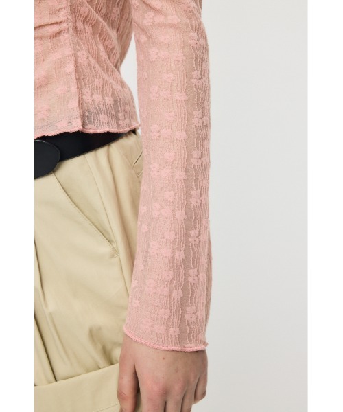 MOUSSY（マウジー）の「【EC限定カラー：ブラウン】SHIRRING LACE トップス（シャツ/ブラウス・レディース・アイボリー/ピンク/ブラウン/ブラック・FREE）」の14枚目の写真