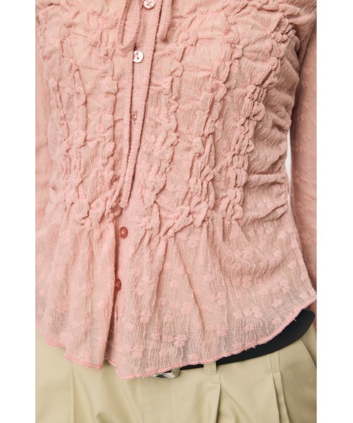 MOUSSY（マウジー）の「【EC限定カラー：ブラウン】SHIRRING LACE トップス（シャツ/ブラウス・レディース・アイボリー/ピンク/ブラウン/ブラック・FREE）」の15枚目の写真