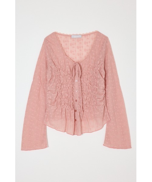 MOUSSY（マウジー）の「【EC限定カラー：ブラウン】SHIRRING LACE トップス（シャツ/ブラウス・レディース・アイボリー/ピンク/ブラウン/ブラック・FREE）」の17枚目の写真