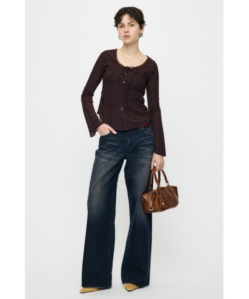 MOUSSY（マウジー）の「【EC限定カラー：ブラウン】SHIRRING LACE トップス（シャツ/ブラウス・レディース・アイボリー/ピンク/ブラウン/ブラック・FREE）」の21枚目の写真