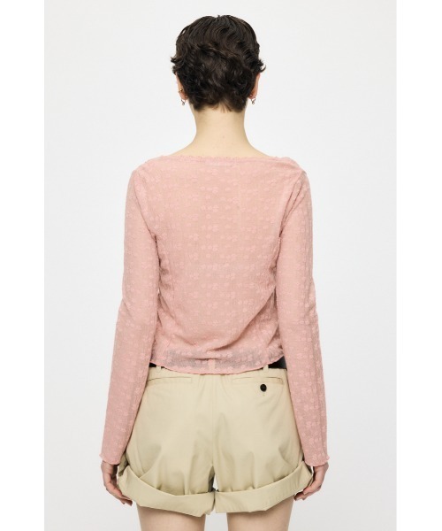 MOUSSY（マウジー）の「【EC限定カラー：ブラウン】SHIRRING LACE トップス（シャツ/ブラウス・レディース・アイボリー/ピンク/ブラウン/ブラック・FREE）」の12枚目の写真