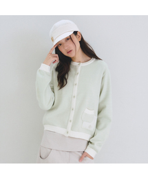 OAFISH（オアフィッシュ）の「Plain Stripe Patch Cardigan, Sage（カーディガン/ボレロ）」