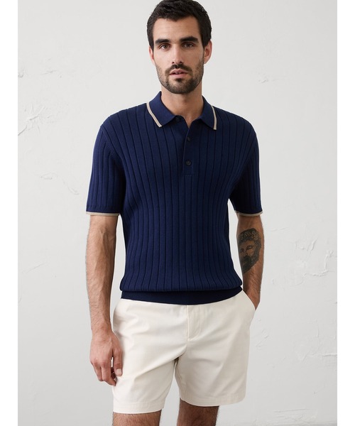 BANANA REPUBLIC FACTORY STORE(バナナリパブリック ファクトリーストア)の「BANANA REPUBLIC FACTORY STORE ワイドリブ セーター ポロシャツ(ニット/セーター・メンズ・ベージュ系その他/ピンク/ホワイト/ベージュ/ネイビー/ライトブルー・S/M/L/XL)」の5枚目の写真