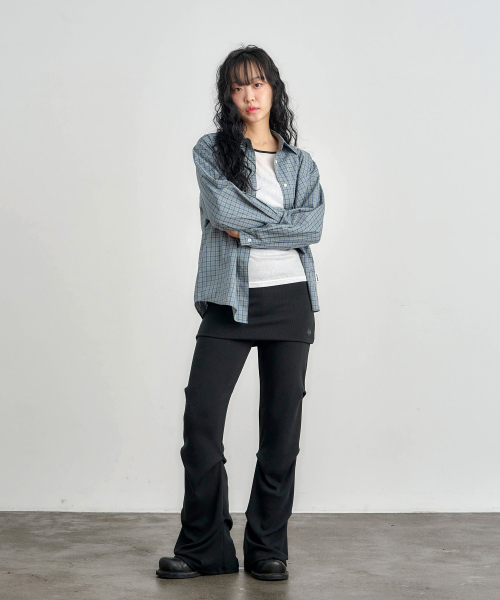 KIJIKO(キジコ)の「ke204-Overfit Check Shirt Blue Green(シャツ/ブラウス・レディース・エメラルドブルー・FREE)」の2枚目の写真