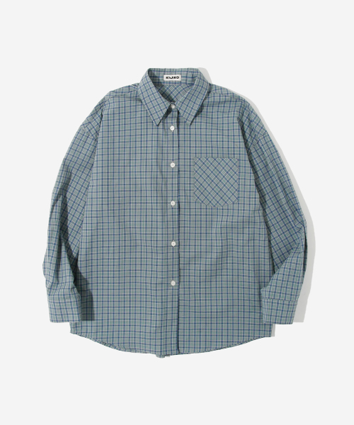 KIJIKO(キジコ)の「ke204-Overfit Check Shirt Blue Green(シャツ/ブラウス・レディース・エメラルドブルー・FREE)」の5枚目の写真
