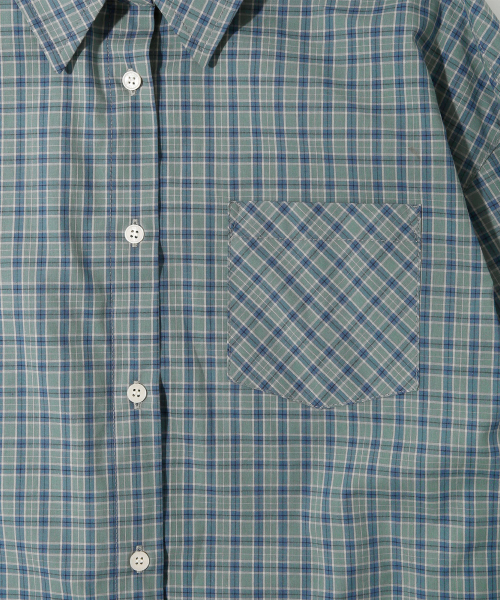 KIJIKO(キジコ)の「ke204-Overfit Check Shirt Blue Green(シャツ/ブラウス・レディース・エメラルドブルー・FREE)」の7枚目の写真