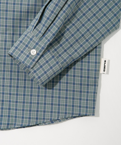 KIJIKO(キジコ)の「ke204-Overfit Check Shirt Blue Green(シャツ/ブラウス・レディース・エメラルドブルー・FREE)」の8枚目の写真