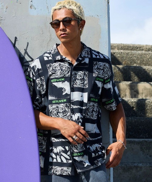 QUIKSILVER メンズ MERCURY TUBES 半袖レーヨンシャツ <MERCURY