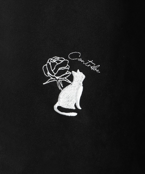 WESTSEA（ウエストシー）の「猫 × 薔薇モチーフ刺繍 フェイクスエード 半袖Tシャツ オーバーサイズ（Tシャツ/カットソー・メンズ・オフホワイト/グレー/ブラック・L/M）」の10枚目の写真