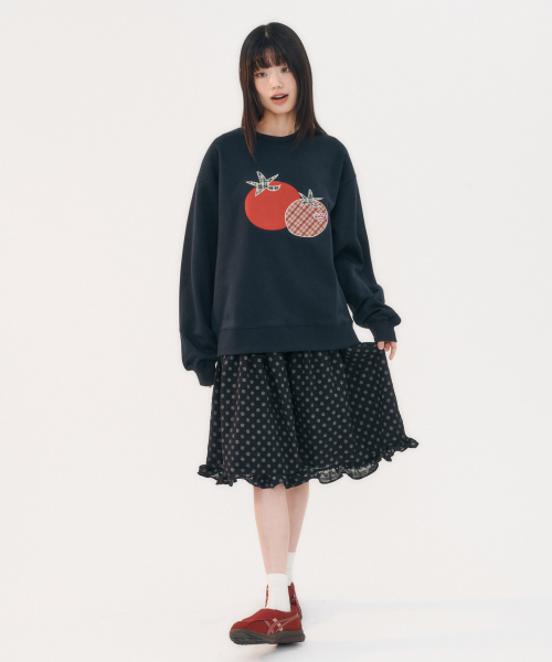 ambler（エムブラー）の「トマト アプリケ刺繍 スウェット Tシャツ AMM1319 (ネイビー)（スウェット・レディース・その他・SMALL/MEDIUM/LARGE）」の9枚目の写真