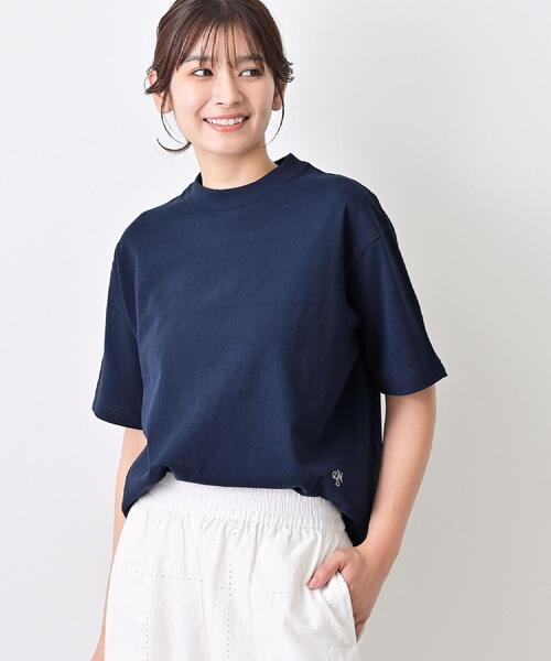 Dessin(デッサン)の「【日本製】和歌山ラフィー天竺Tシャツ(Tシャツ/カットソー・レディース・ネイビー/ホワイト・01/02/03)」の2枚目の写真