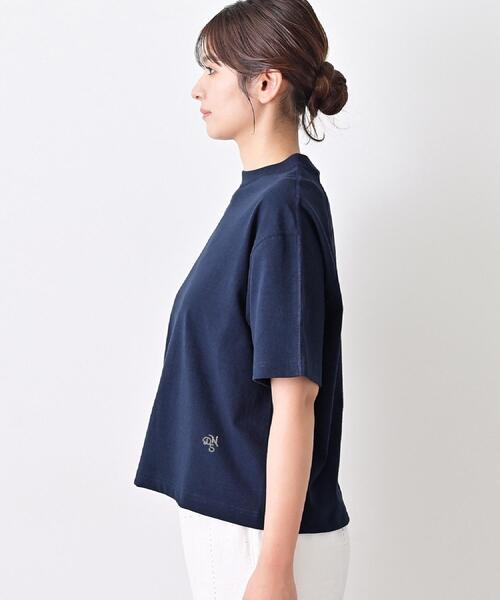 Dessin(デッサン)の「【日本製】和歌山ラフィー天竺Tシャツ(Tシャツ/カットソー・レディース・ネイビー/ホワイト・01/02/03)」の11枚目の写真