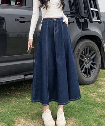 ハイウエストAラインデニムスカート