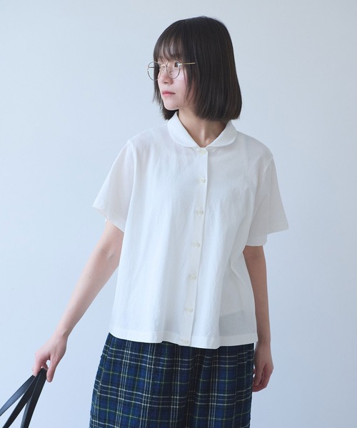 bulle de savon（ビュルデサボン）の「△DEPEND天竺 カットソーブラウス（Tシャツ/カットソー・レディース・ホワイト/セージグリーン/ネイビー・FREE）」の5枚目の写真