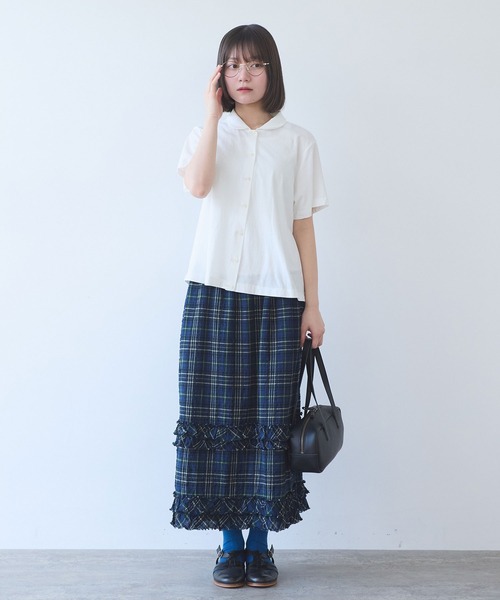 bulle de savon（ビュルデサボン）の「△DEPEND天竺 カットソーブラウス（Tシャツ/カットソー・レディース・ホワイト/セージグリーン/ネイビー・FREE）」の11枚目の写真