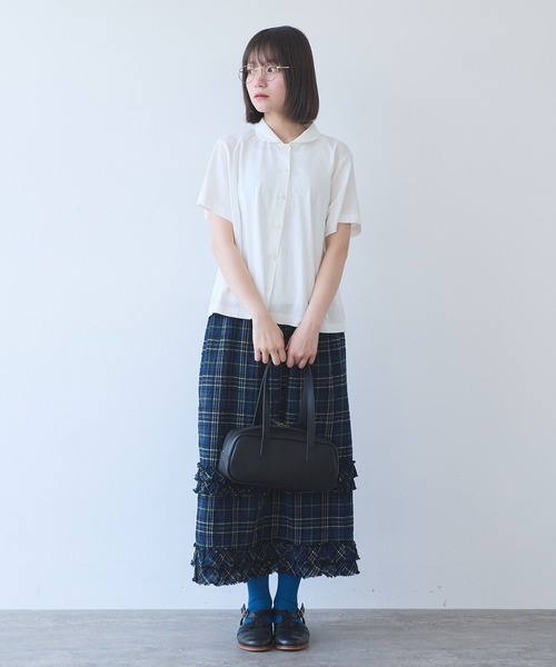 bulle de savon（ビュルデサボン）の「△DEPEND天竺 カットソーブラウス（Tシャツ/カットソー・レディース・ホワイト/セージグリーン/ネイビー・FREE）」の12枚目の写真