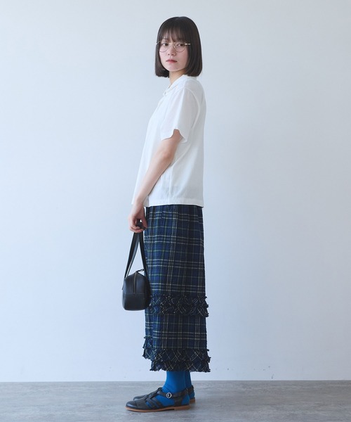 bulle de savon（ビュルデサボン）の「△DEPEND天竺 カットソーブラウス（Tシャツ/カットソー・レディース・ホワイト/セージグリーン/ネイビー・FREE）」の14枚目の写真