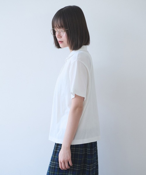 bulle de savon（ビュルデサボン）の「△DEPEND天竺 カットソーブラウス（Tシャツ/カットソー・レディース・ホワイト/セージグリーン/ネイビー・FREE）」の6枚目の写真