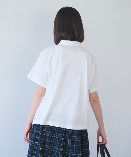 bulle de savon（ビュルデサボン）の「△DEPEND天竺 カットソーブラウス（Tシャツ/カットソー・レディース・ホワイト/セージグリーン/ネイビー・FREE）」の7枚目の写真