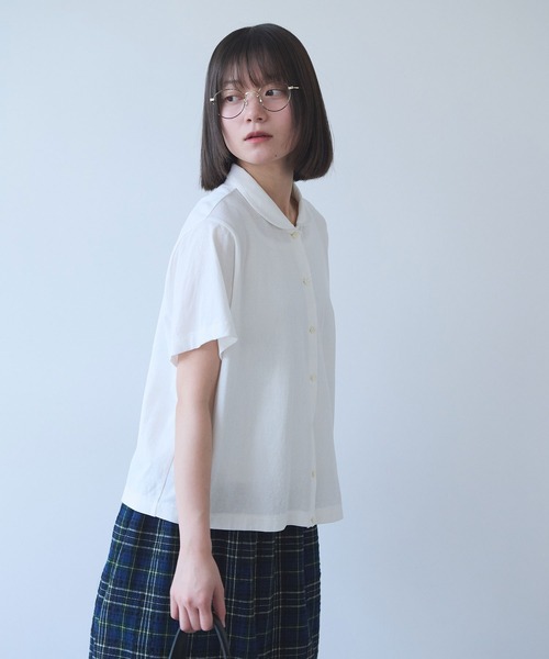 bulle de savon（ビュルデサボン）の「△DEPEND天竺 カットソーブラウス（Tシャツ/カットソー・レディース・ホワイト/セージグリーン/ネイビー・FREE）」の9枚目の写真
