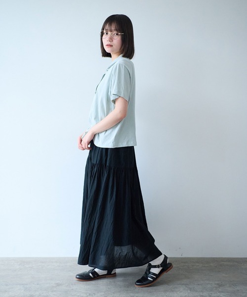 bulle de savon（ビュルデサボン）の「△DEPEND天竺 カットソーブラウス（Tシャツ/カットソー・レディース・ホワイト/セージグリーン/ネイビー・FREE）」の17枚目の写真