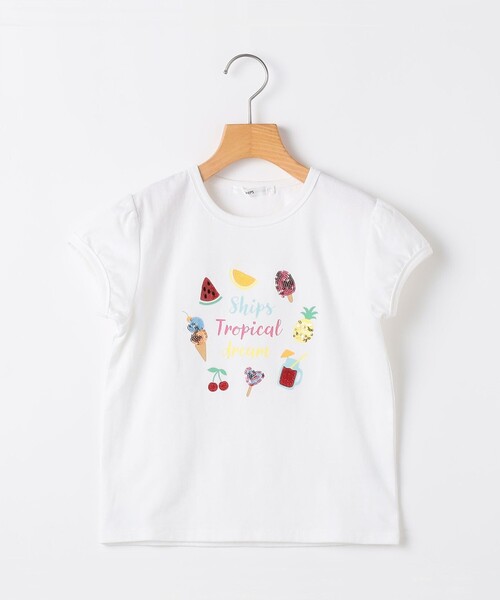 SHIPS(シップス)の「SHIPS KIDS:80~90cm / サマー モチーフ 半袖 Tシャツ(Tシャツ/カットソー・キッズ・ピンク/アイボリー/オフホワイト・90/80)」の2枚目の写真