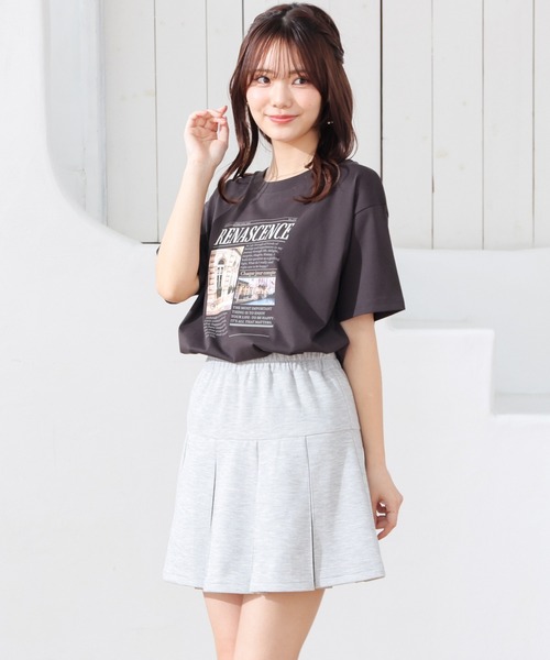 Honeys（ハニーズ）の「【ハニさら・接触冷感・ＵＶカット】フォトプリントＴシャツ（Tシャツ/カットソー・レディース・ホワイト/オートミール/スミクロ/ベージュ・L/LL/M/S）」の9枚目の写真