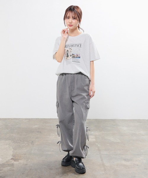 Honeys（ハニーズ）の「【ハニさら・接触冷感・ＵＶカット】フォトプリントＴシャツ（Tシャツ/カットソー・レディース・ホワイト/オートミール/スミクロ/ベージュ・L/LL/M/S）」の11枚目の写真