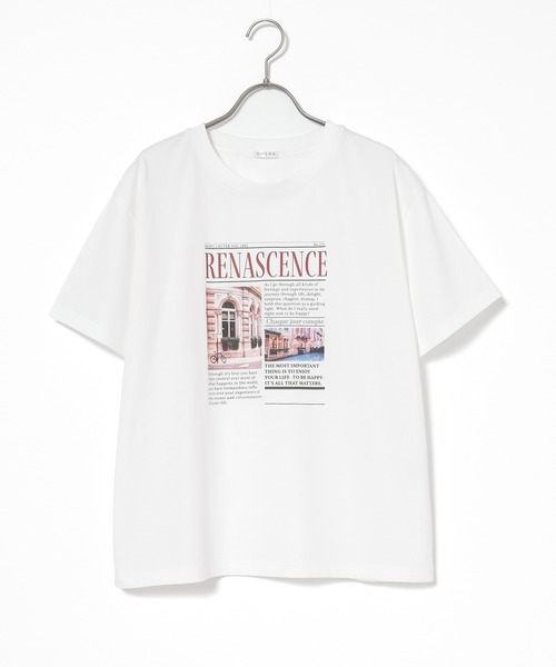 Honeys（ハニーズ）の「【ハニさら・接触冷感・ＵＶカット】フォトプリントＴシャツ（Tシャツ/カットソー・レディース・ホワイト/オートミール/スミクロ/ベージュ・L/LL/M/S）」の15枚目の写真