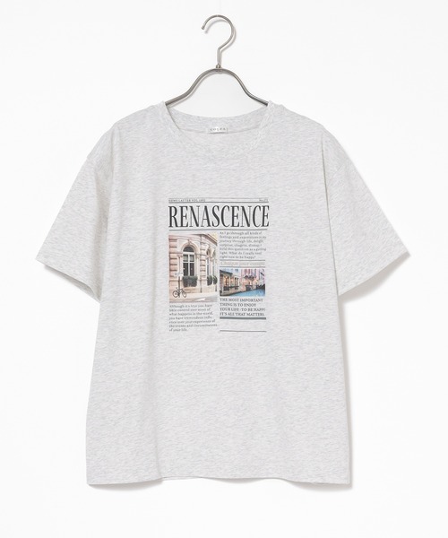 Honeys（ハニーズ）の「【ハニさら・接触冷感・ＵＶカット】フォトプリントＴシャツ（Tシャツ/カットソー・レディース・ホワイト/オートミール/スミクロ/ベージュ・L/LL/M/S）」の19枚目の写真