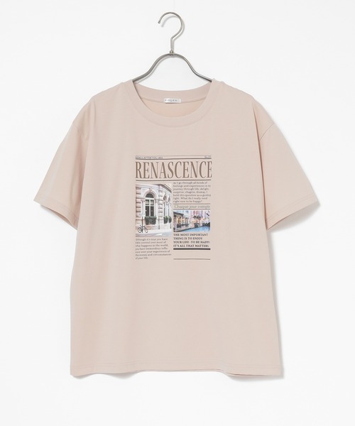 Honeys（ハニーズ）の「【ハニさら・接触冷感・ＵＶカット】フォトプリントＴシャツ（Tシャツ/カットソー・レディース・ホワイト/オートミール/スミクロ/ベージュ・L/LL/M/S）」の21枚目の写真