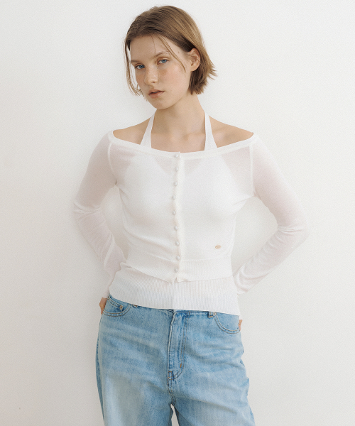 LUCIR ZU(ルシールズ)の「Airy Boat Neck Button Cardigan (ivory)(カーディガン/ボレロ・レディース・その他・FREE)」の1枚目の写真