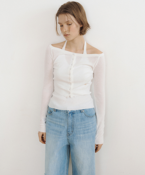 LUCIR ZU(ルシールズ)の「Airy Boat Neck Button Cardigan (ivory)(カーディガン/ボレロ・レディース・その他・FREE)」の2枚目の写真
