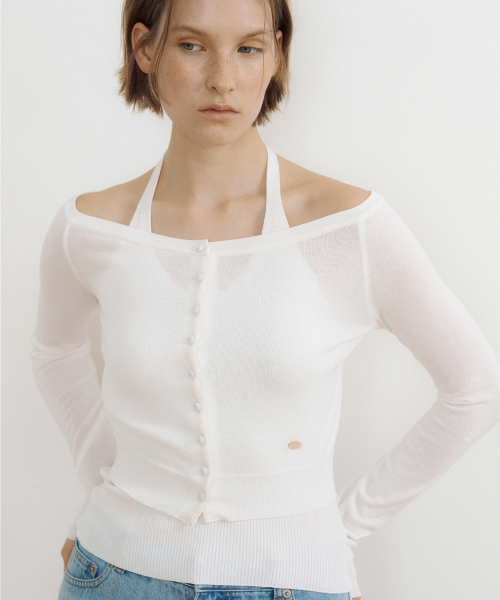 LUCIR ZU(ルシールズ)の「Airy Boat Neck Button Cardigan (ivory)(カーディガン/ボレロ・レディース・その他・FREE)」の3枚目の写真