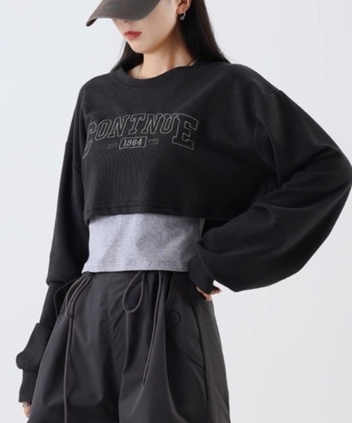 Alvia(アルビア)の「刺繍ロゴ タンクトップショートTシャツ 2点セット(Tシャツ/カットソー・レディース・ブラック/グレー/ブラウン/カーキ・M)」の1枚目の写真
