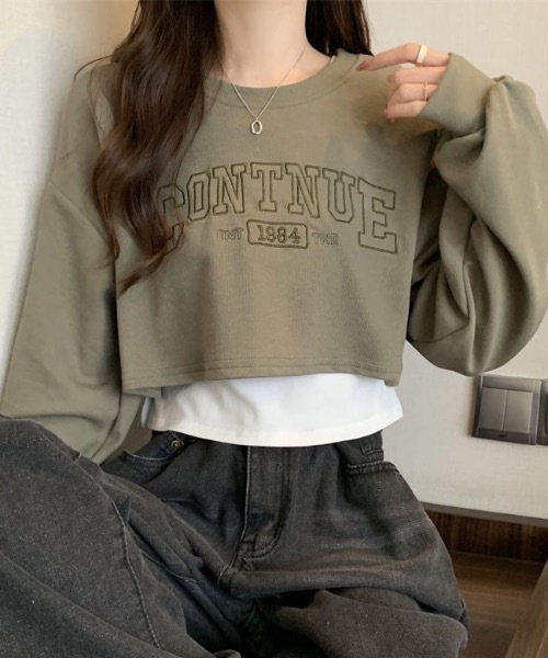 Alvia(アルビア)の「刺繍ロゴ タンクトップショートTシャツ 2点セット(Tシャツ/カットソー・レディース・ブラック/グレー/ブラウン/カーキ・M)」の9枚目の写真